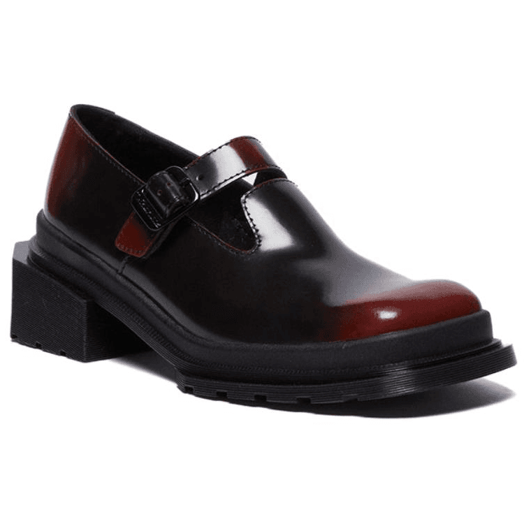 Dr.Martens Коровья кожа грубый каблук туфли Мэри Джейн 1,5 см женские черные красные - изображение 2