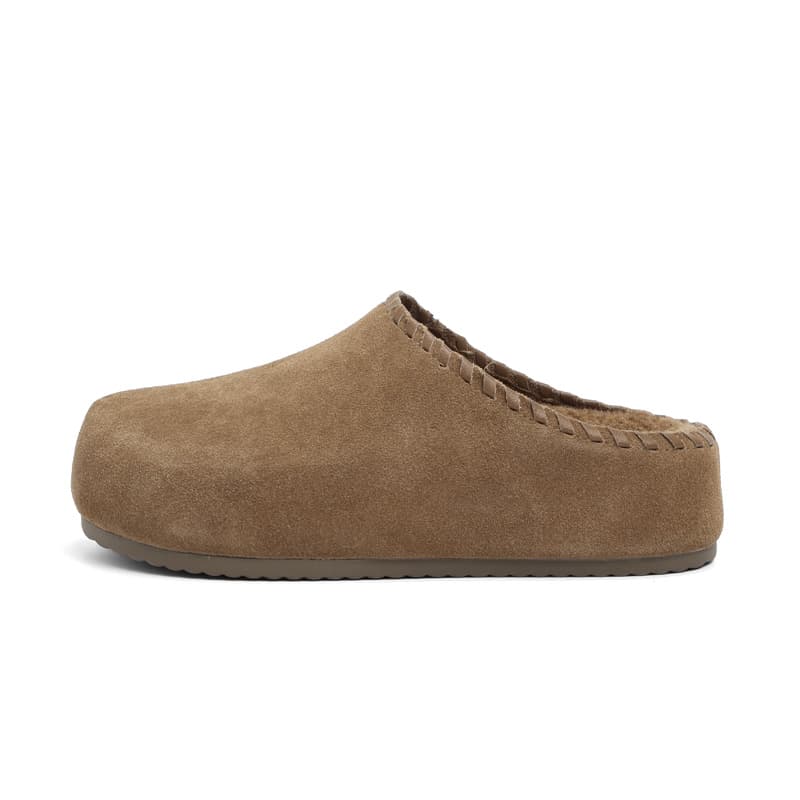 Сандалии CENTRAL&KITTY Обувь в стиле Birkenstock Слипоны Утолщенный с флисовой подкладкой Термический Резиновая подошва Тапочки с закрытым носом 5см Женский Каштановый - изображение 1