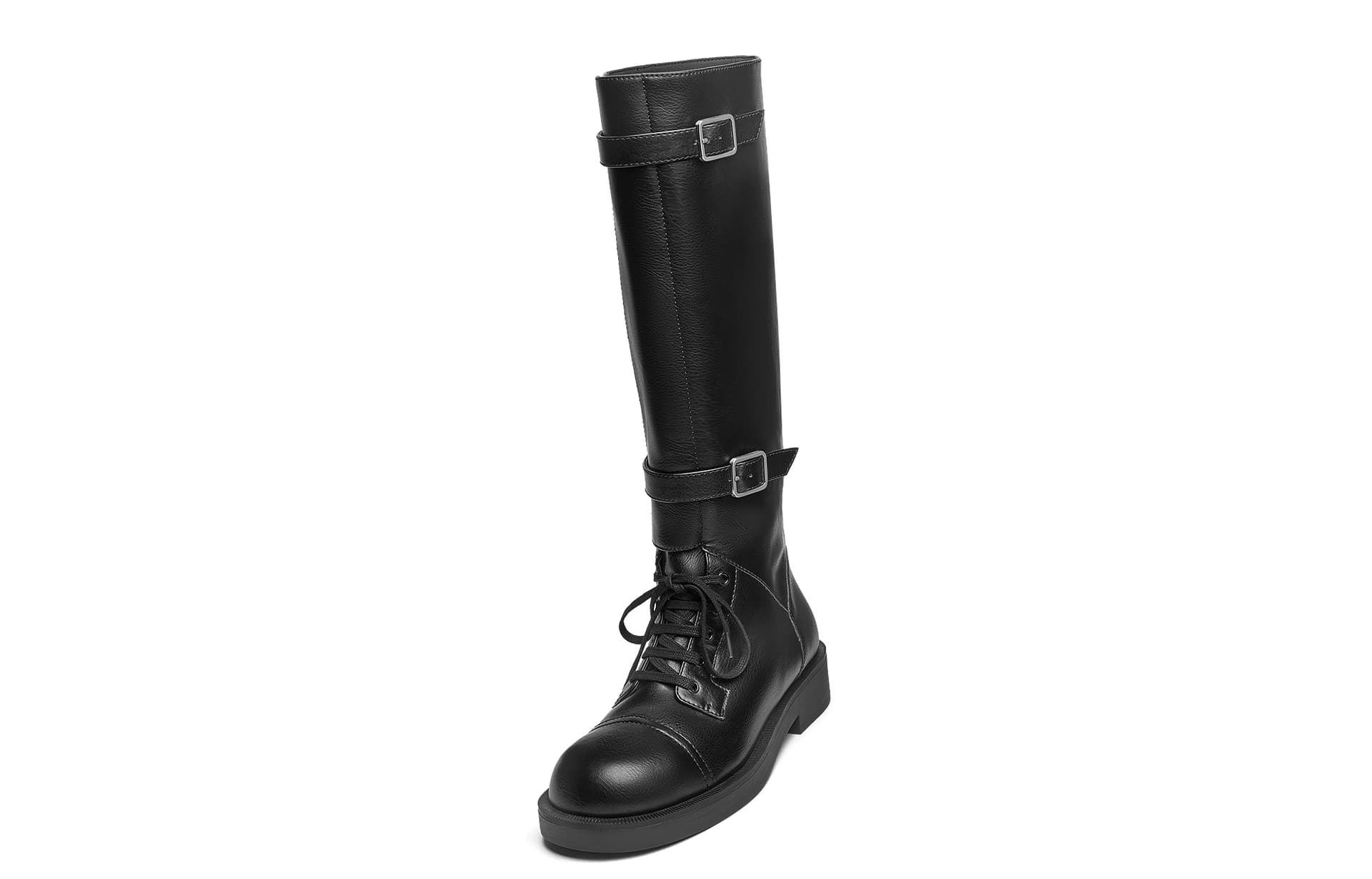 Ботинки CHARLES&KEITH Круглый носок плоские ботинки с пряжкой высота голенища 3,5 см женские - изображение 3