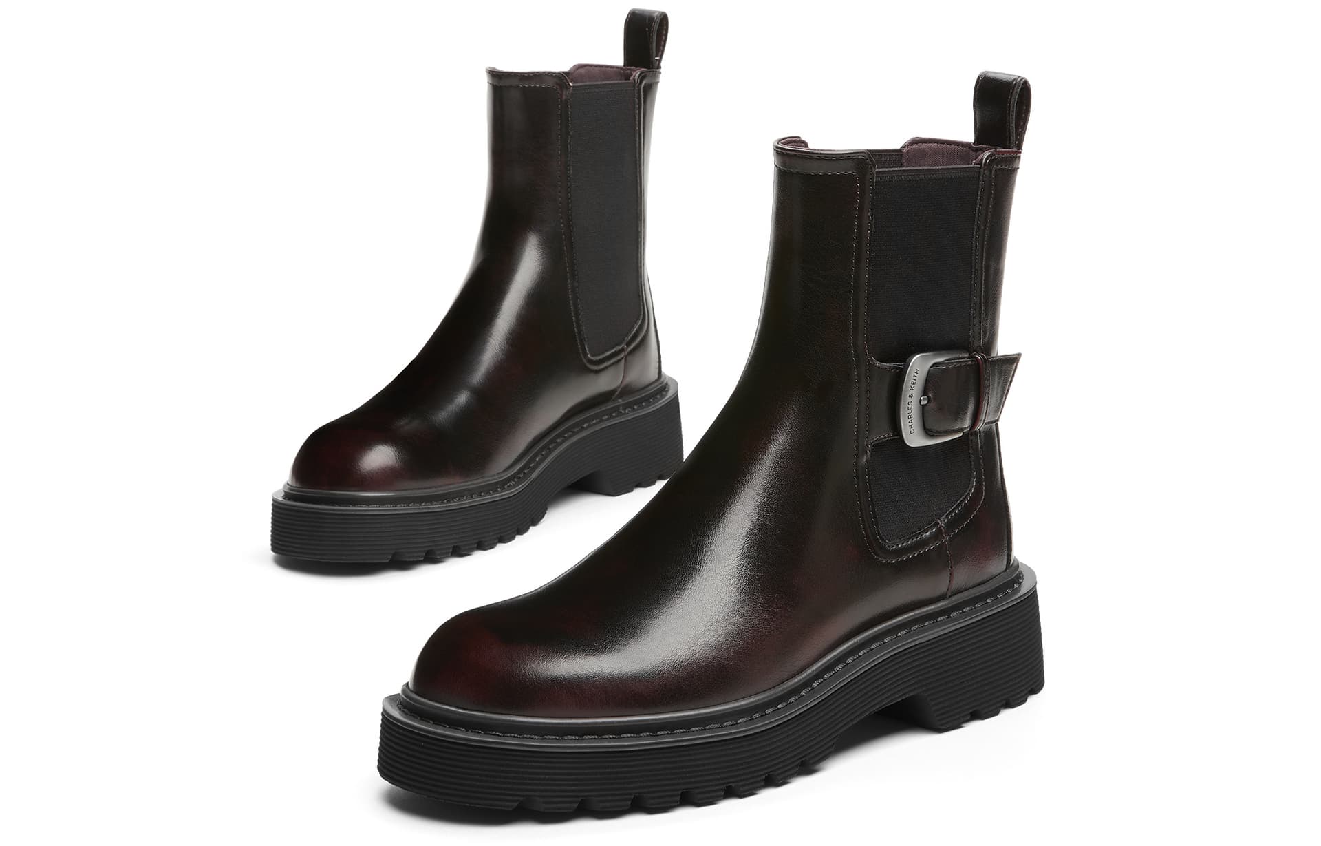 Сапоги CHARLES KEITH Маленькие ботильоны CK PU (полиуретан) 4,3 см женские черный темно-коричневый темно-кофейный мел-белый - изображение 6