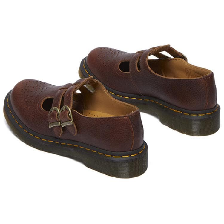 Dr.Martens Женские туфли Mary Jane из коровьей кожи красного и коричневого цвета - изображение 4