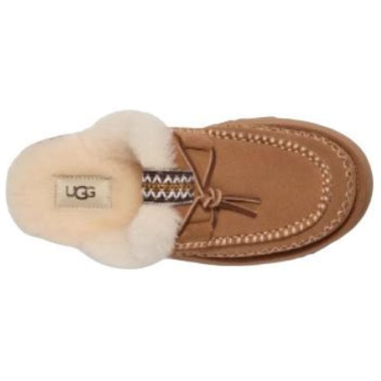 Сандалии UGG Slip-On Круглый носок С флисовой подкладкой Мюли ЭВА Устойчивые к истиранию Домашние тапочки Женские Каштановый - изображение 5