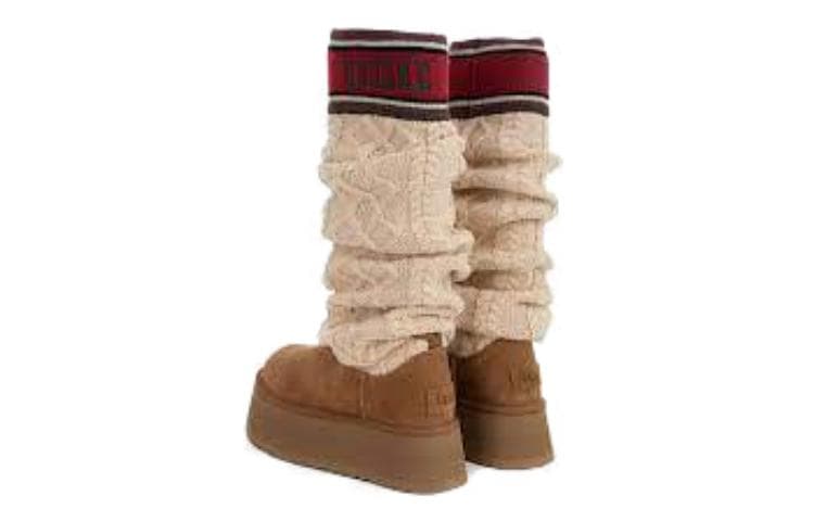 Сапоги UGG Высокие ботильоны женские коричневый белый красный - изображение 5