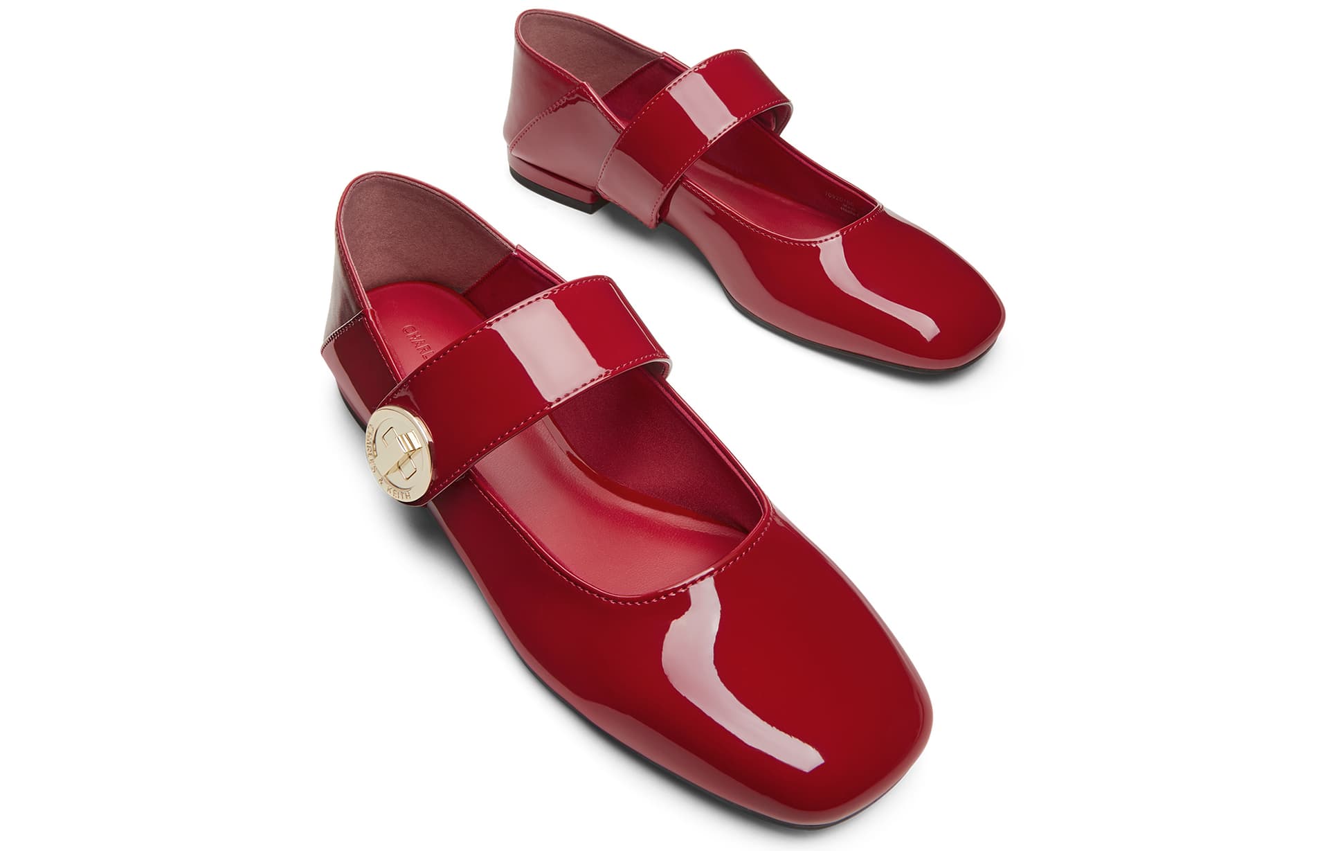 CHARLES&KEITH PU туфли Мэри Джейн с металлической круглой пряжкой, двусторонние, плоские, 1,5 см, женские - изображение 3