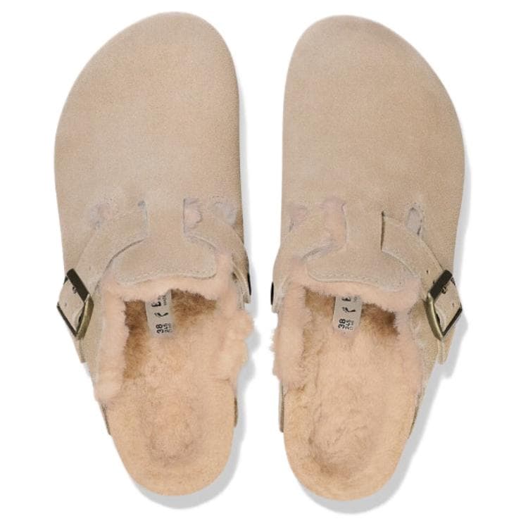 Сандалии Birkenstock Boston Shearling ЭВА Быстросохнущий Закрытые тапочки Унисекс Песок Обычный (стандартный) - изображение 4