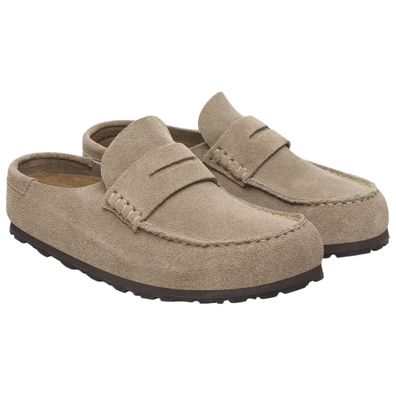 Сандалии Birkenstock Naples Wrapped Унисекс мюли с круглым носком в винтажном стиле на резиновой подошве, тауповый, узкая версия - изображение 3