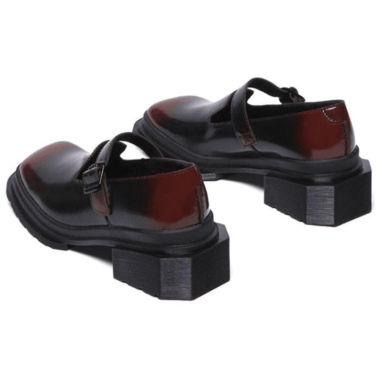 Dr.Martens Коровья кожа грубый каблук туфли Мэри Джейн 1,5 см женские черные красные - изображение 5
