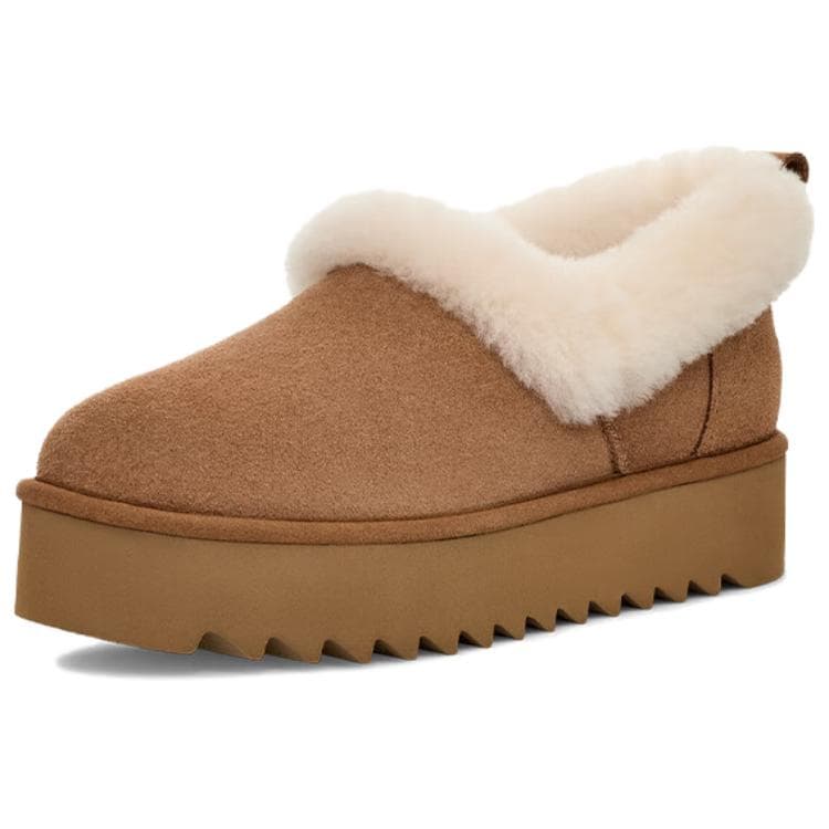 Ботинки зимние UGG Корова Спилок С флисовой подкладкой Платформа Повседневные Ботинки для снега Женские Каштановые - изображение 3