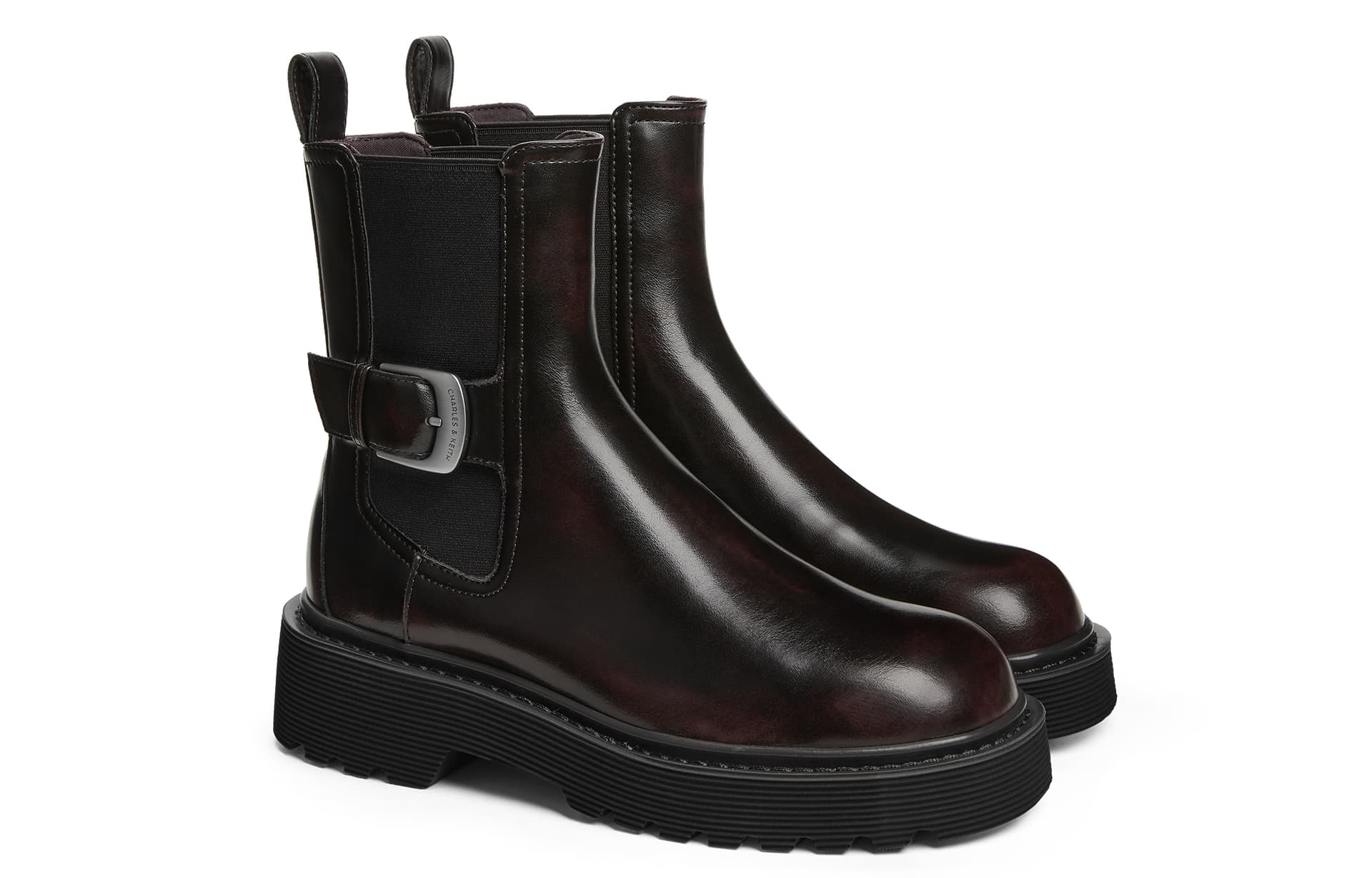 Сапоги CHARLES KEITH Маленькие ботильоны CK PU (полиуретан) 4,3 см женские черный темно-коричневый темно-кофейный мел-белый - изображение 5