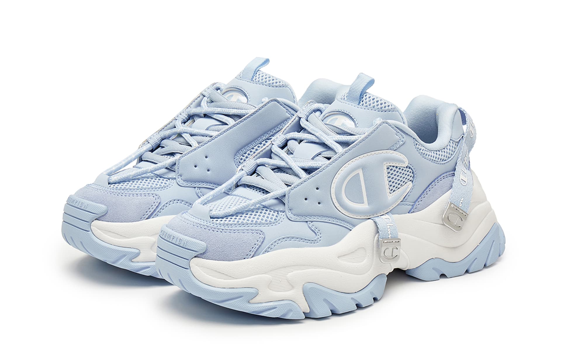 Кроссовки Champion Champ XXL Aurora Ткань Искусственная кожа на платформе Модный Повседневный Удобный Универсальный Противоскользящий Износостойкий Увеличение роста Лоу-топы Толстоподошвенные кроссовки Унисекс Peak Blue/Champion White - изображение 3