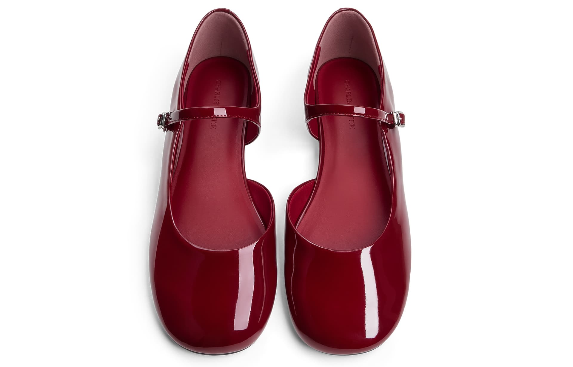 CHARLES&KEITH PU Круглый носок Блестящий Плоский Туфли Мэри Джейн 1,4 см Женский - изображение 3