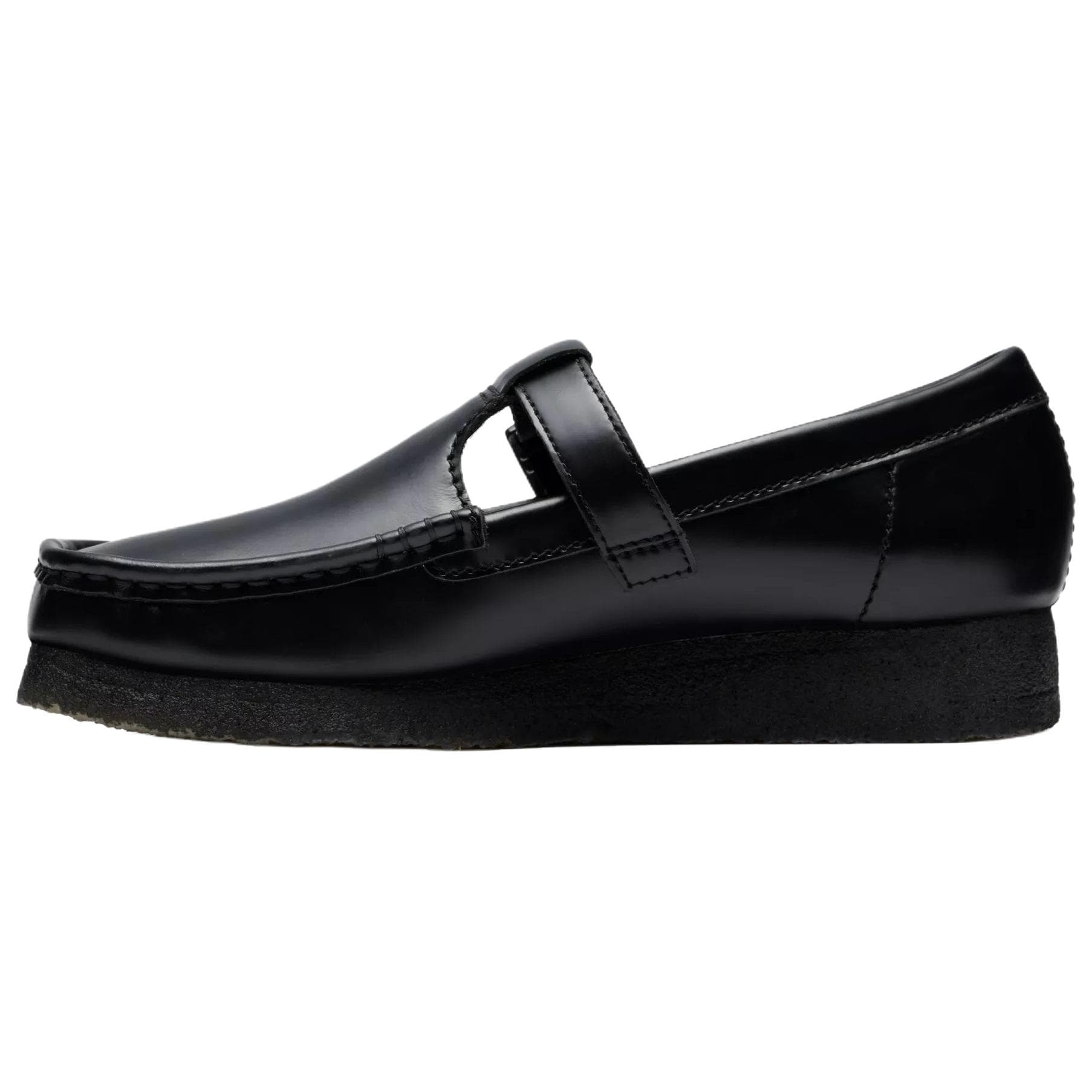 Тапочки Clarks Wallabee T Bar Кожа Повседневная обувь Женская Черная - изображение 2