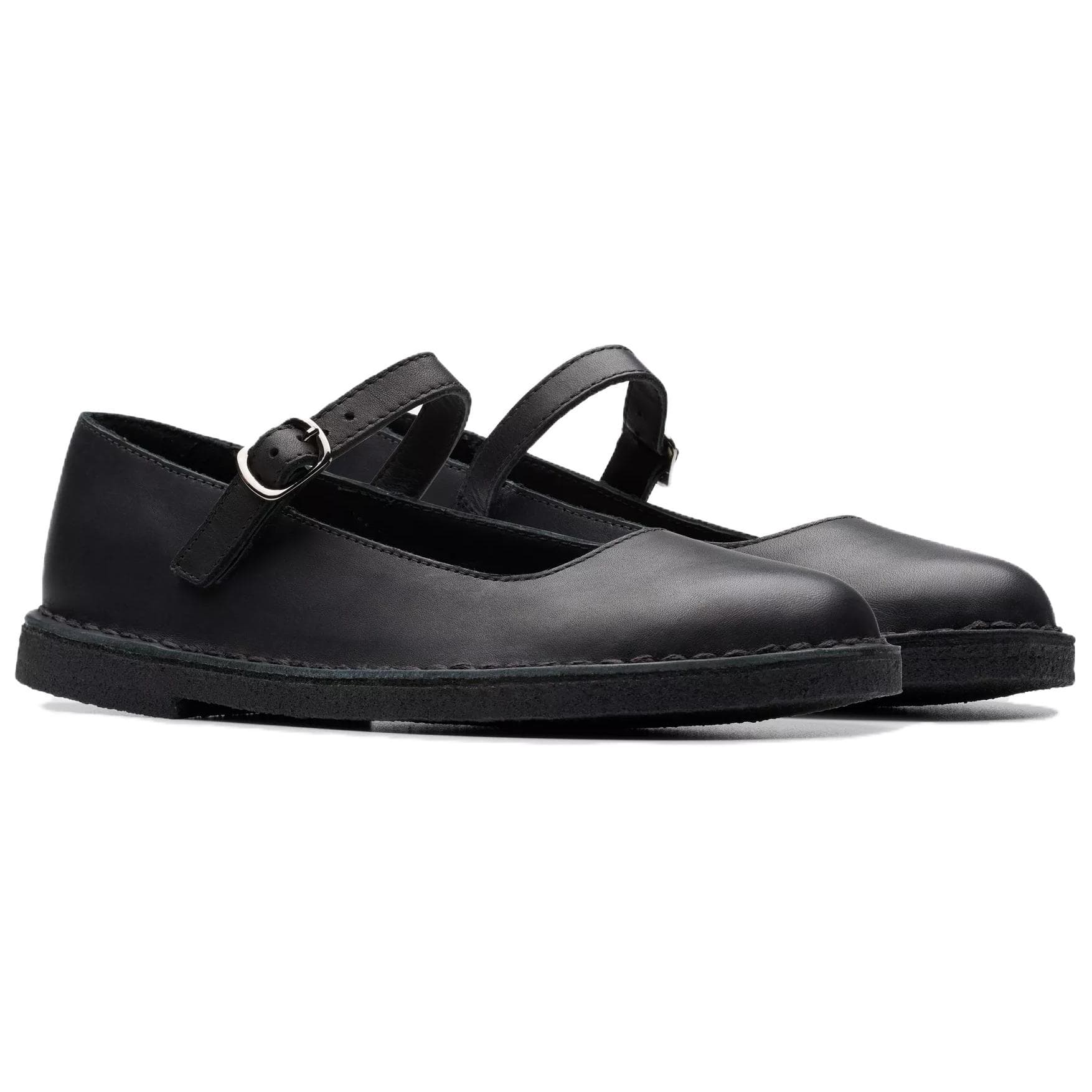 Clarks Пустыня Jane Кожа Тонкие и Без Объема Туфли Мэри Джейн Женские Черные - изображение 2