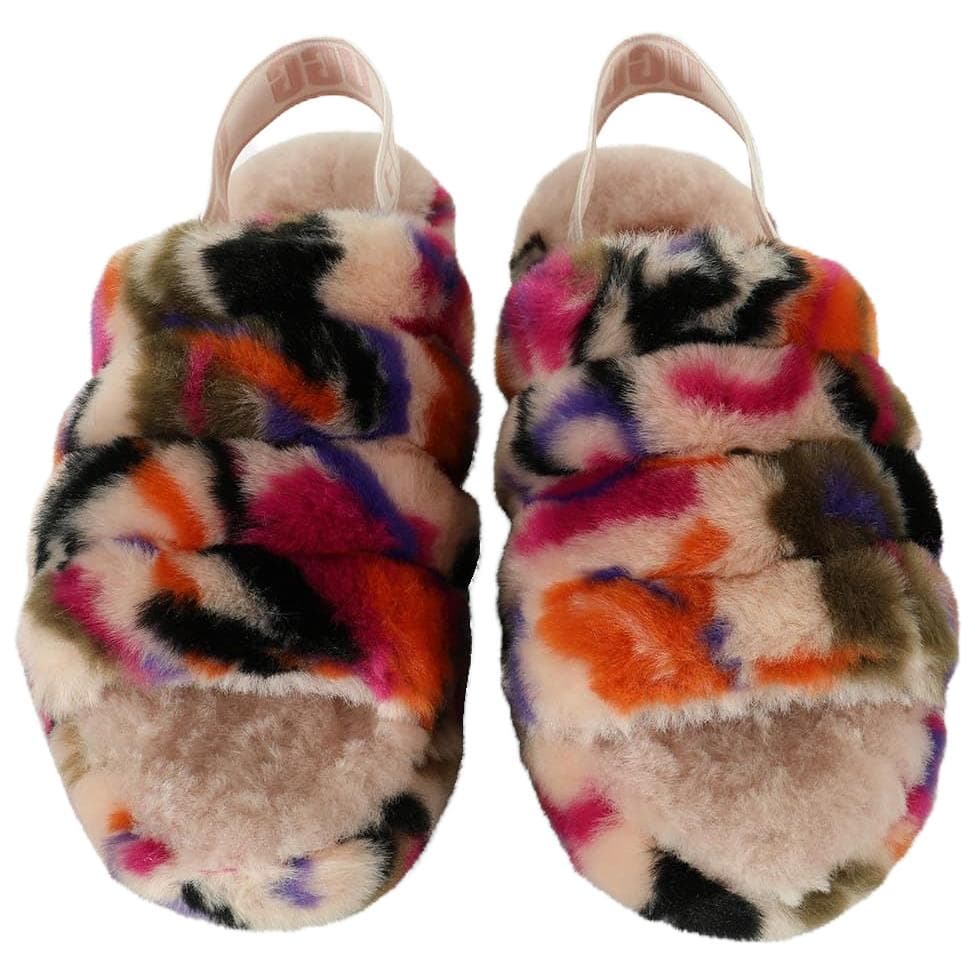 Шлёпанцы UGG FLUFF YEAH Овчина Одинарные Шнуровые Сандалии Женские Многоцветные - изображение 2
