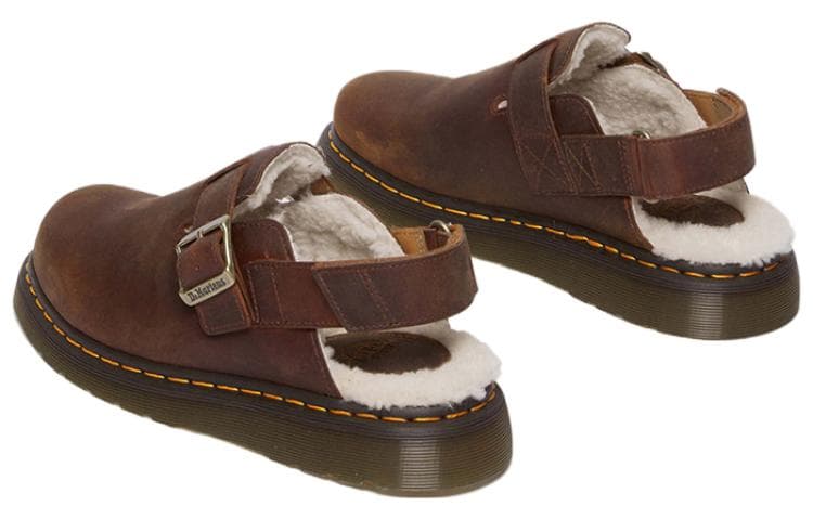 Тапочки Dr.Martens Кожа Повседневная Обувь Женская Темно-Коричневая - изображение 4