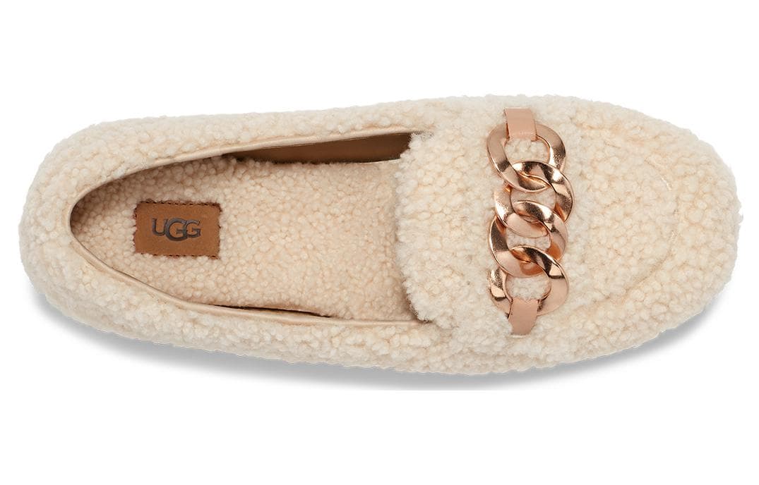 Тапочки UGG Овчина Повседневная Обувь Женская Натуральный Белый - изображение 4