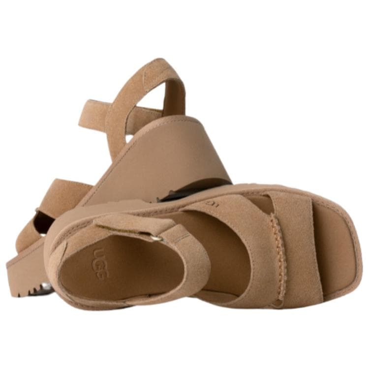 Шлёпанцы UGG New Heights Искусственная замша Одинарные шнуровые сандалии 7,6 см Женские Коричневый - изображение 2