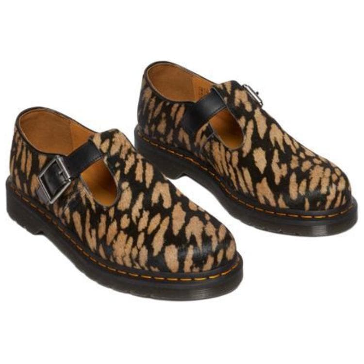 Dr.Martens T Bar Кожа Туфли Мэри Джейн Мужские с Леопардовым Принтом - изображение 6