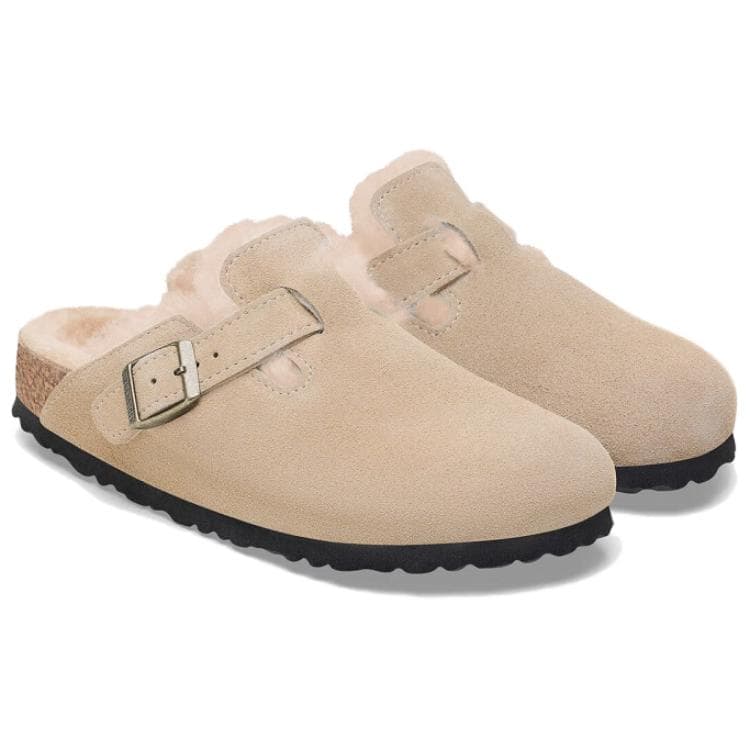 Сандалии Birkenstock Boston Shearling ЭВА Быстросохнущий Закрытые тапочки Унисекс Песок Обычный (стандартный) - изображение 3