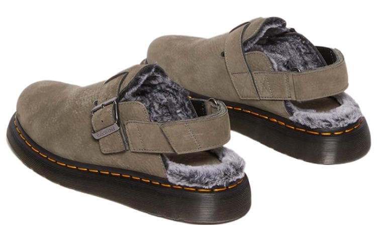 Тапочки Dr.Martens Кожа Повседневная Обувь Женская Серого Цвета - изображение 4