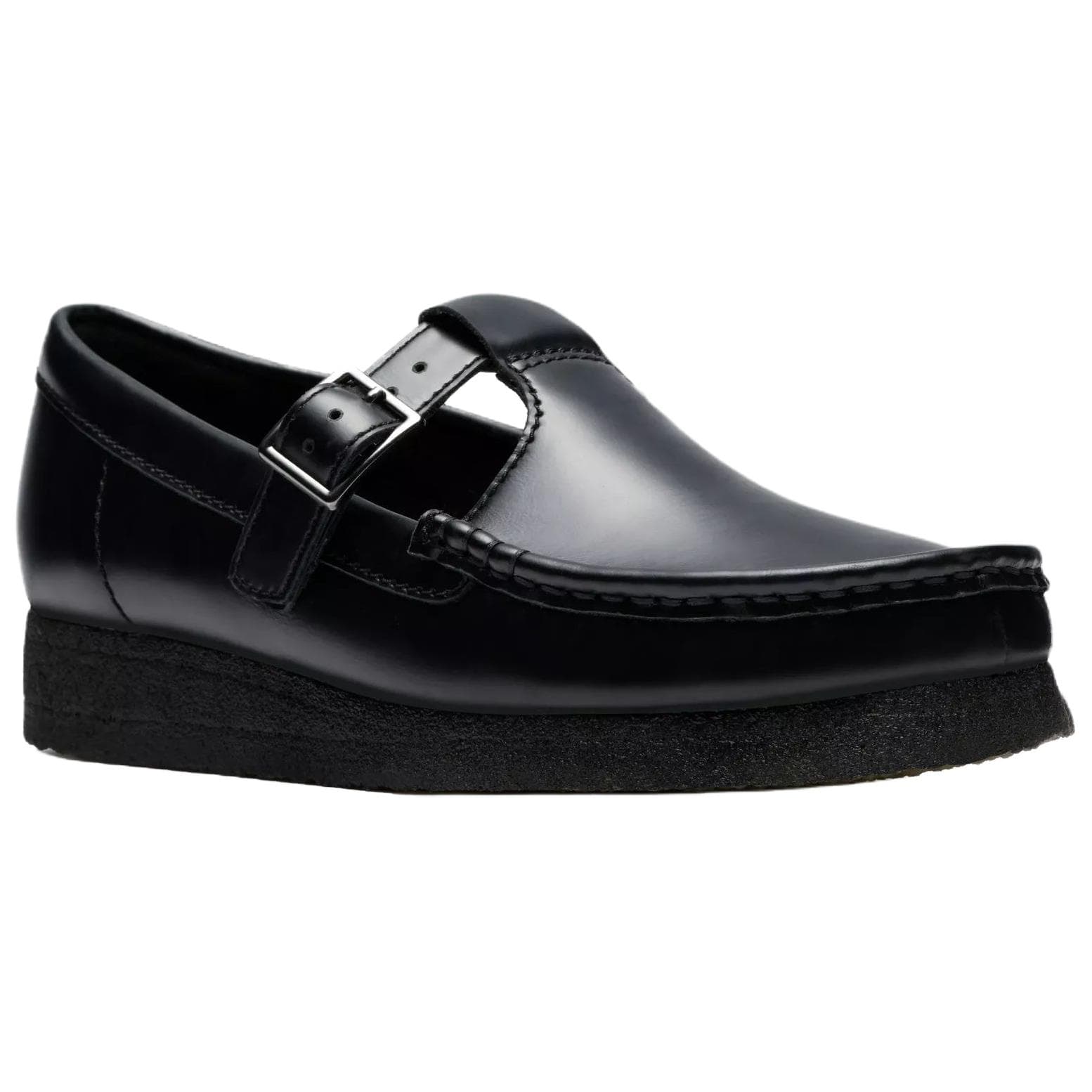 Тапочки Clarks Wallabee T Bar Кожа Повседневная обувь Женская Черная - изображение 3