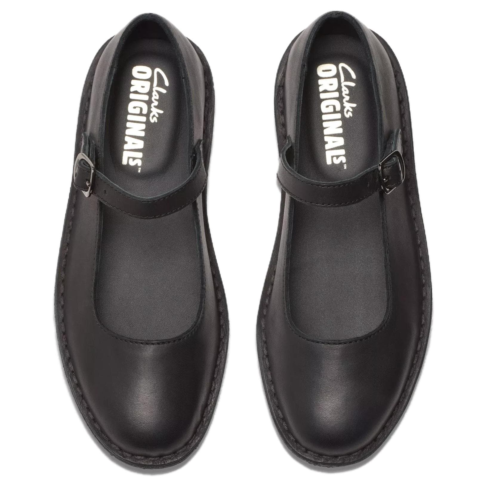 Clarks Пустыня Jane Кожа Тонкие и Без Объема Туфли Мэри Джейн Женские Черные - изображение 3