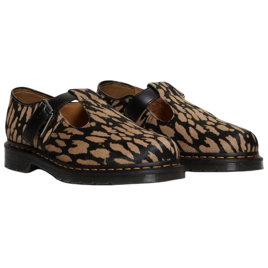 Dr.Martens T Bar Кожа Туфли Мэри Джейн Мужские с Леопардовым Принтом - изображение 5