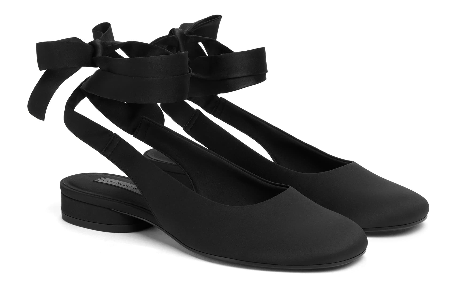 Тапочки CHARLES&KEITH Женские повседневные туфли-балетки с перекрестным ремешком, круглый носок, плоская подошва, 2 см - изображение 3