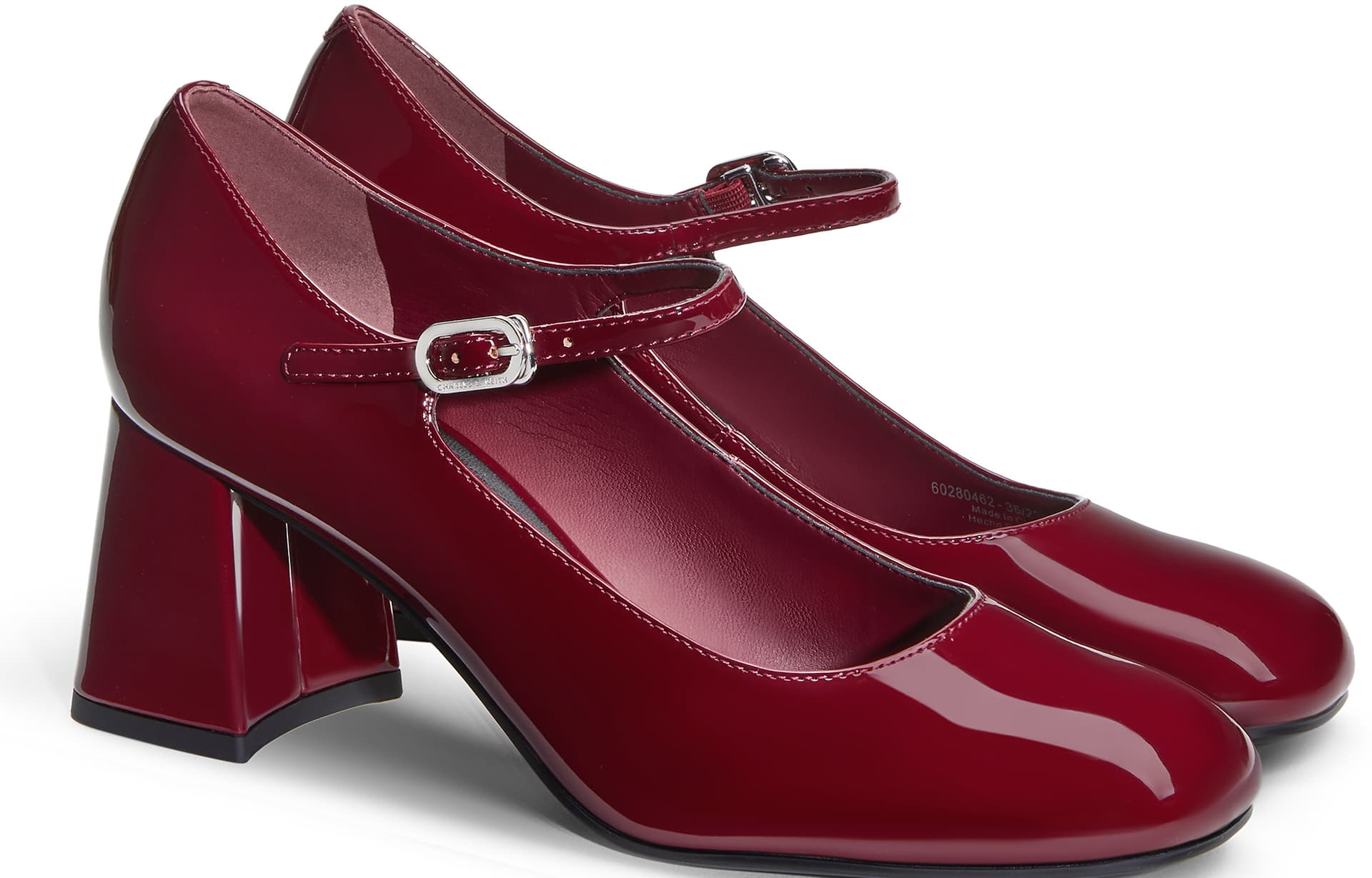 CHARLES&KEITH PU Французский ремешок на щиколотке Женские повседневные туфли Мэри Джейн с грубым каблуком 7,6 см Лакированная кожа Многоцветный - изображение 3