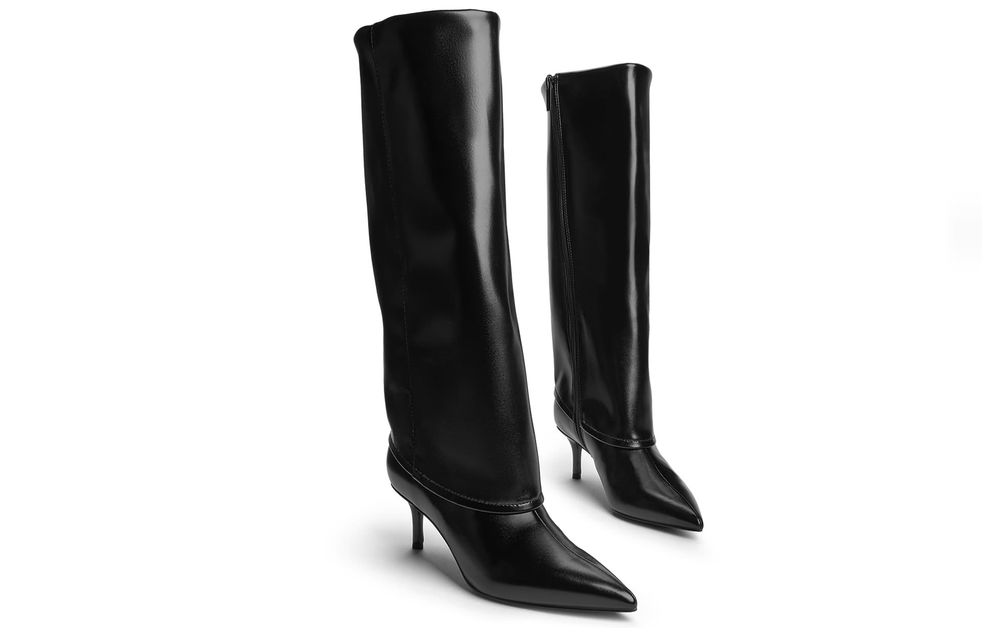 Ботинки CHARLES&KEITH Женские сапоги с длинным голенищем из PU замши, модные с заостренным носком и высоким каблуком (6 см) - изображение 3