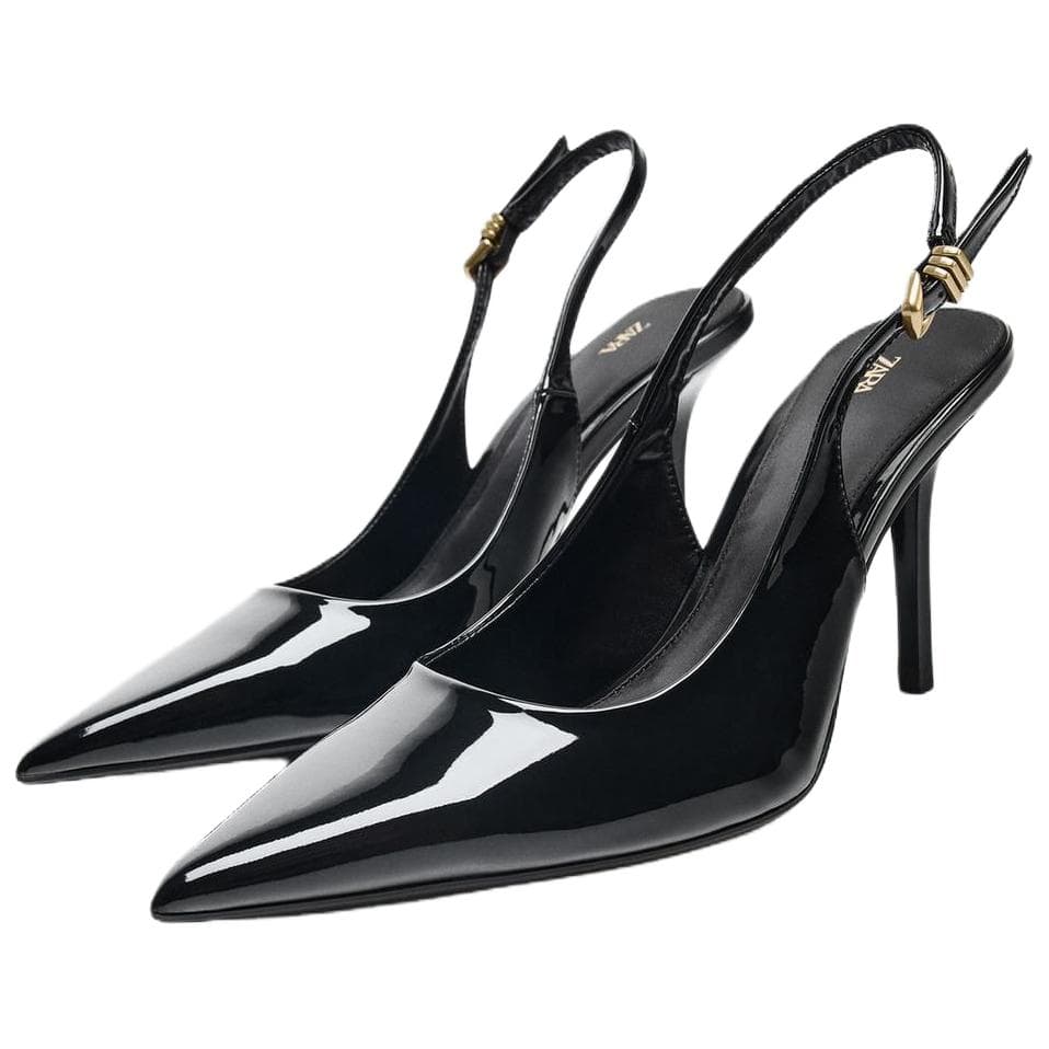 Туфли ZARA PU (полиуретан) Узкий каблук Высокие каблуки 8 см Женские Черный - изображение 3
