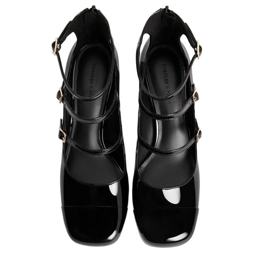 CHARLES&KEITH PU элегантные классические туфли Мэри Джейн на грубом каблуке 6,2 см женские - изображение 4