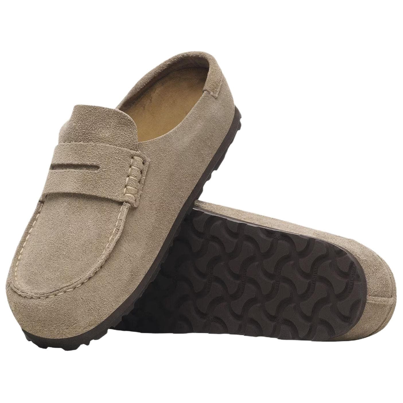 Сандалии Birkenstock Naples Wrapped Унисекс мюли с круглым носком в винтажном стиле на резиновой подошве, тауповый, узкая версия - изображение 5