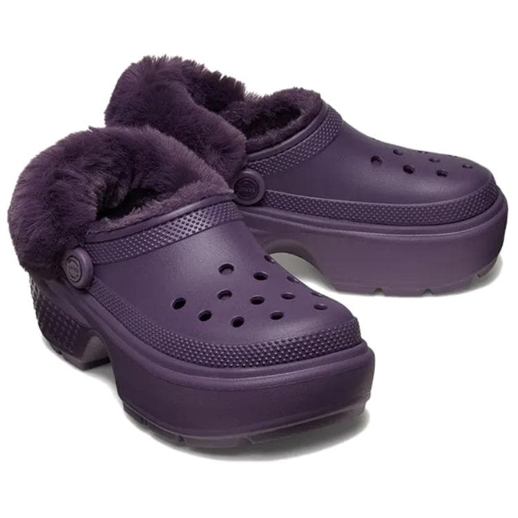 Сабо Crocs Stomp ЭВА Сабо Женские Глубокий Ирисовый Фиолетовый Плюшевый Секция Несъемная и Разборная - изображение 4