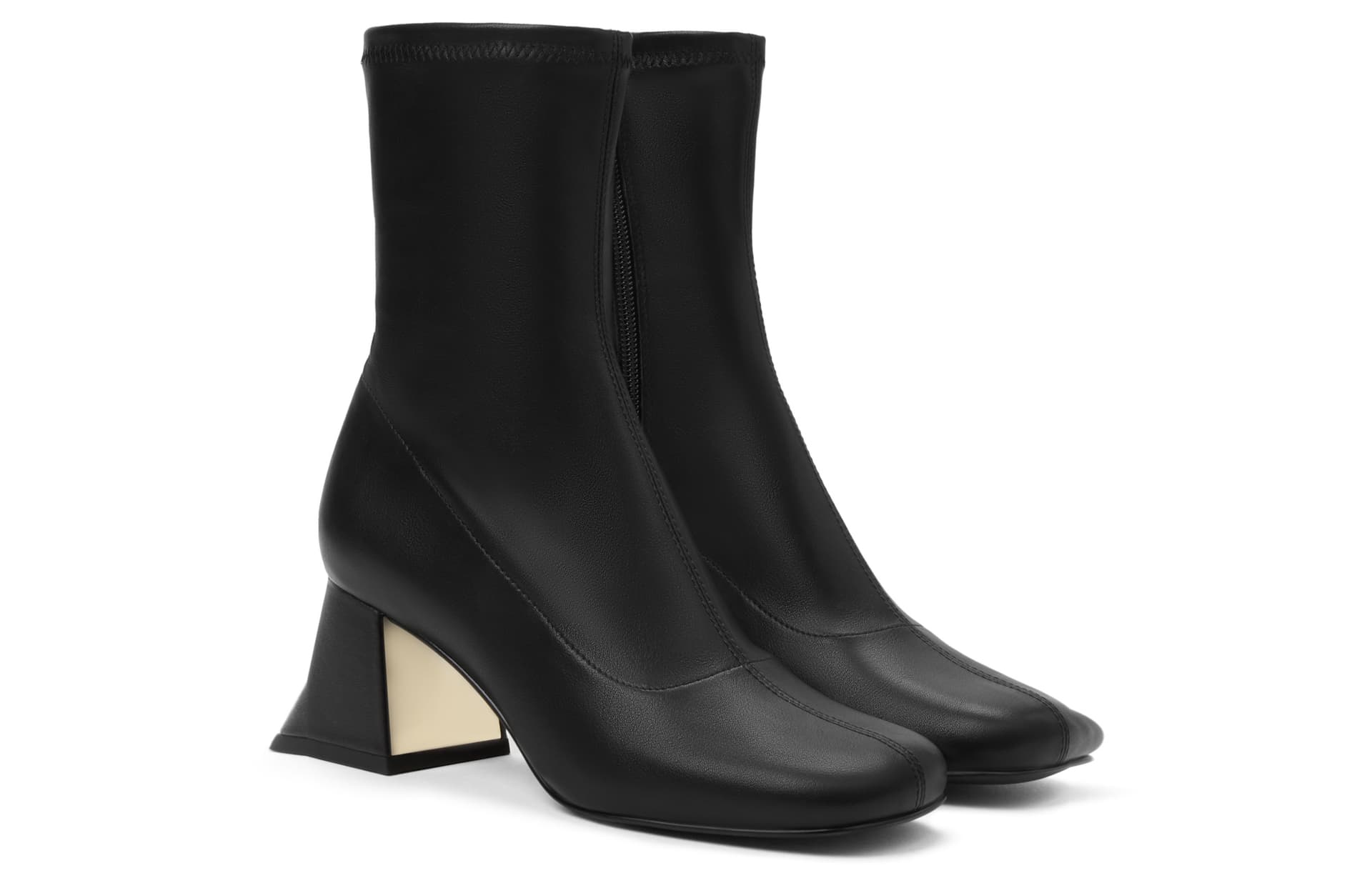 Сапоги CHARLES&KEITH PU Квадратный носок Грубый каблук Молния Эластичный Ботильоны Женские - изображение 2
