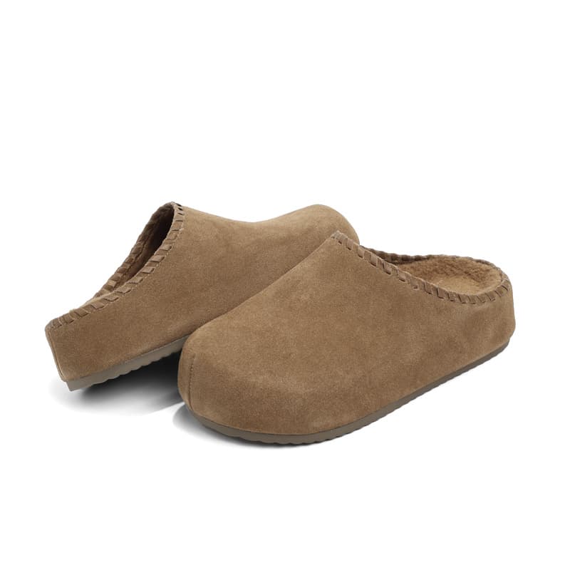 Сандалии CENTRAL&KITTY Обувь в стиле Birkenstock Слипоны Утолщенный с флисовой подкладкой Термический Резиновая подошва Тапочки с закрытым носом 5см Женский Каштановый - изображение 4