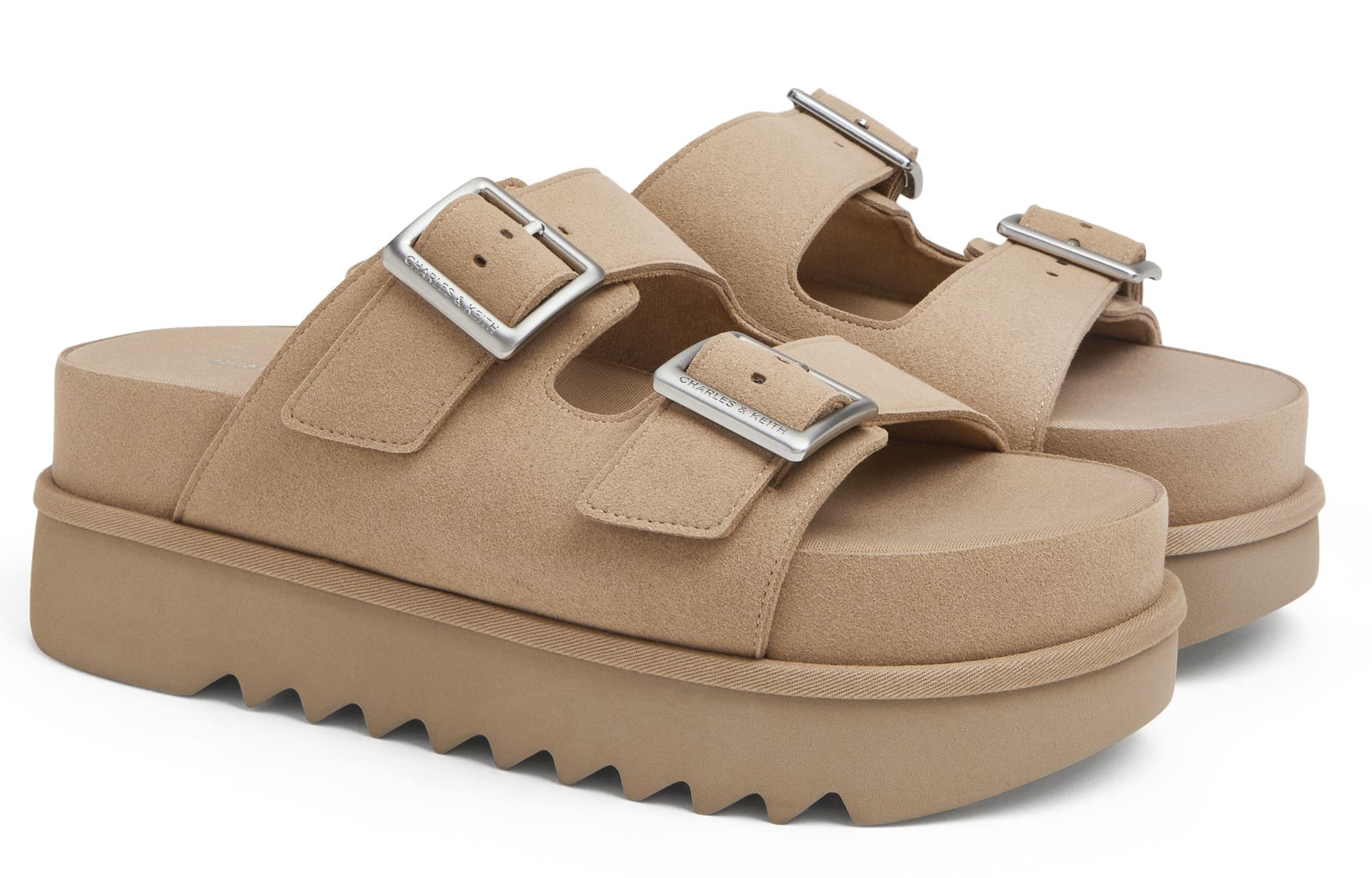 Сандалии CHARLES&KEITH Обувь на платформе с квадратной пряжкой в стиле Birkenstock Шлепанцы ЭВА Около 6,5 см Женский - изображение 2