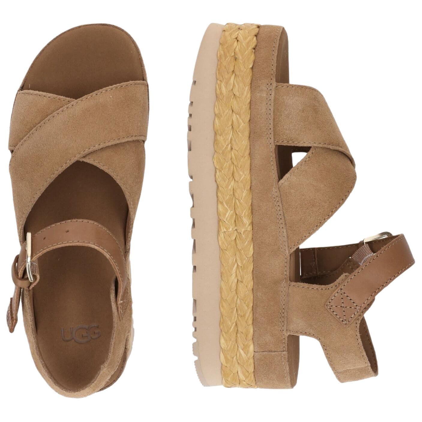 Шлёпанцы UGG Aubrey one Шнуровые Сандалии Женские Коричневые - изображение 5