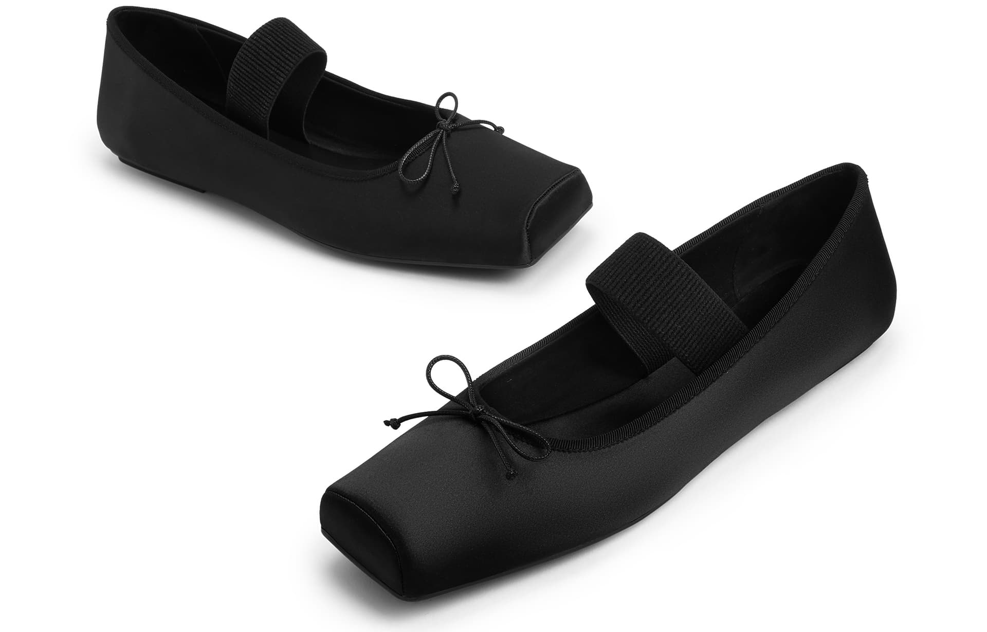 Тапочки CHARLES&KEITH Женские повседневные балетки с бантом и квадратным носком PU 0,8 см - изображение 3