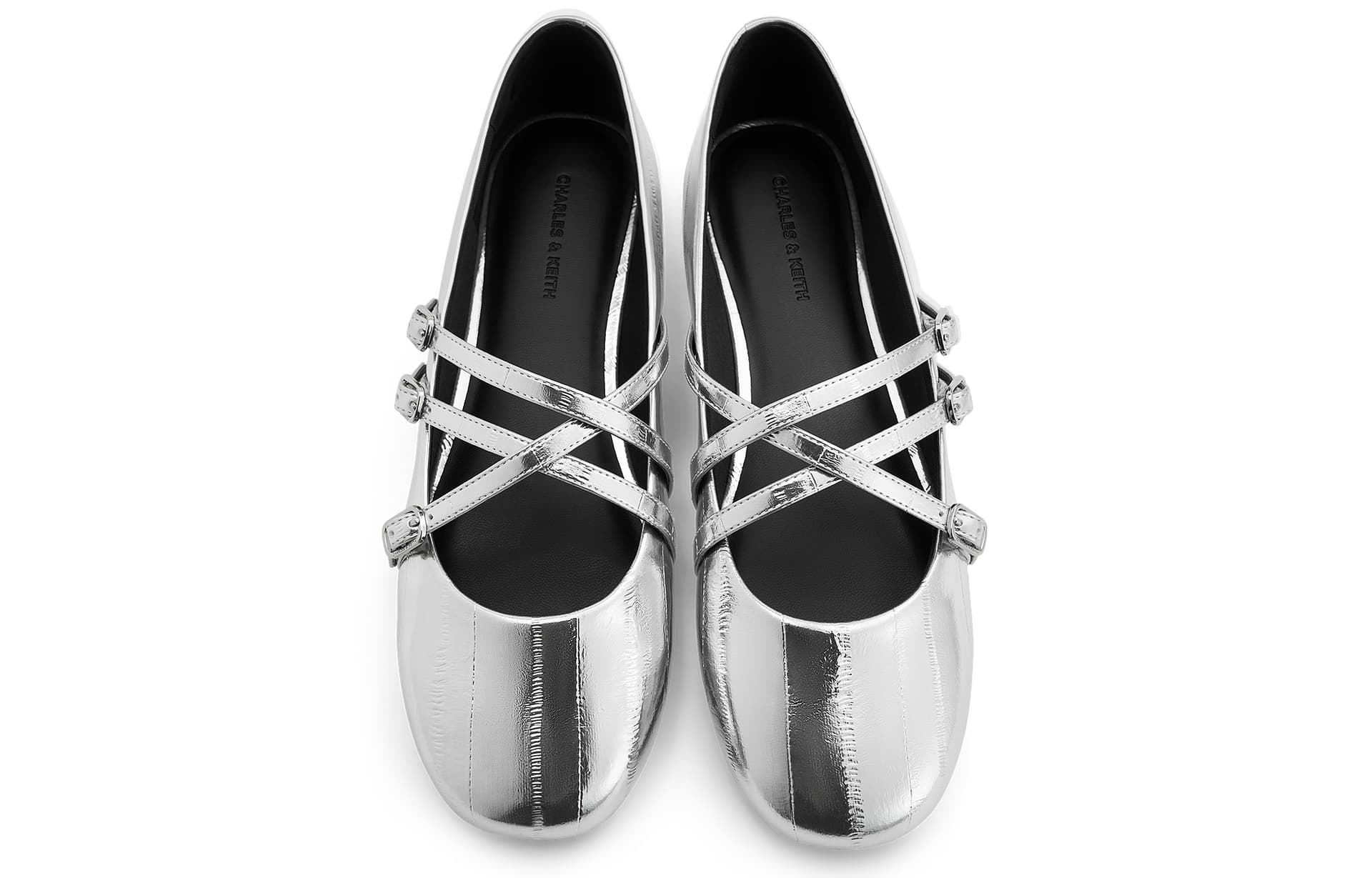 CHARLES&KEITH PU балетки на плоской подошве 0,8 см с перекрещивающимися ремешками Туфли Мэри Джейн женские - изображение 3