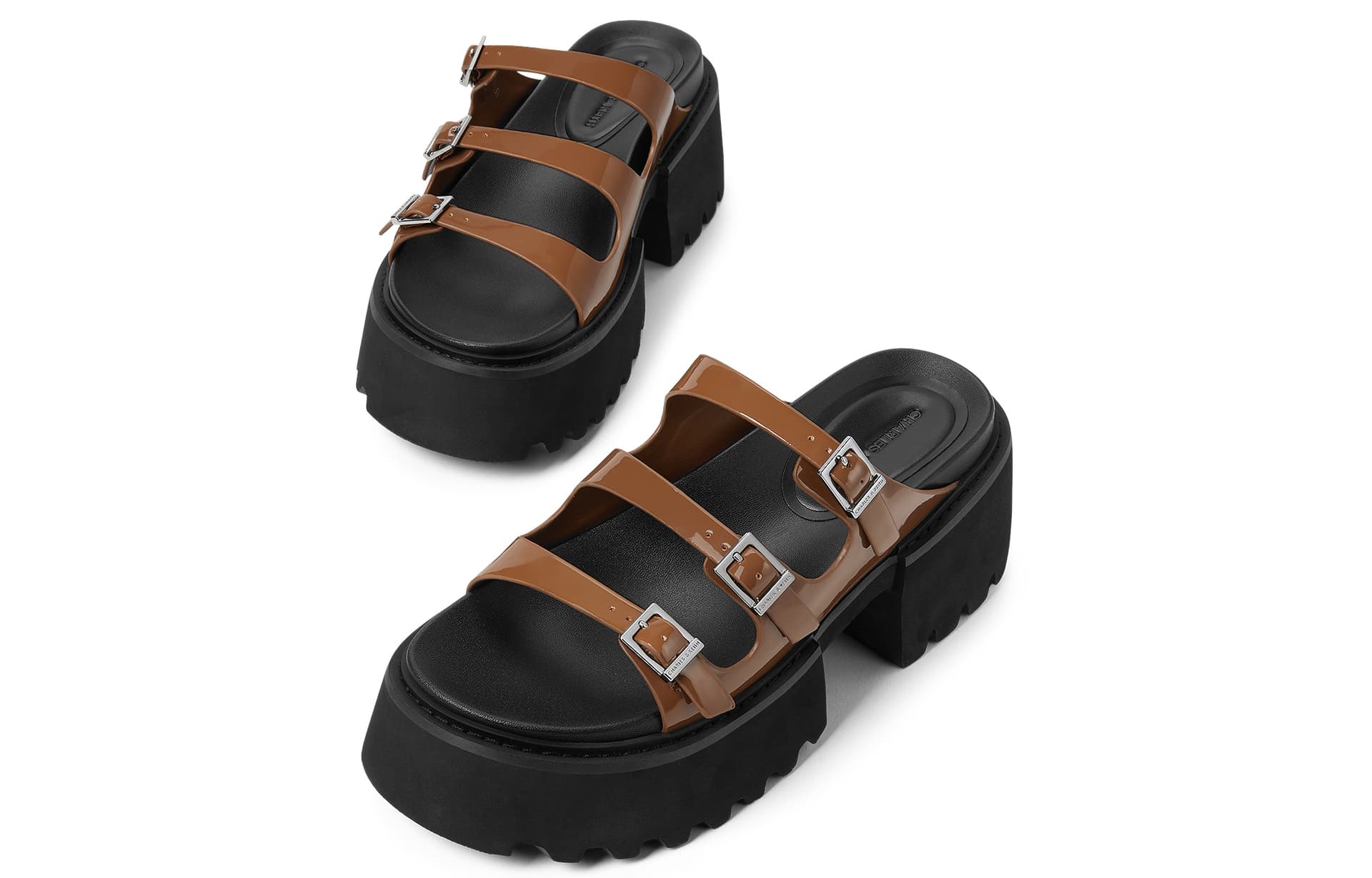 Сандалии CHARLESKEITH ck PU 5.8cm Black PatentCognac - изображение 3