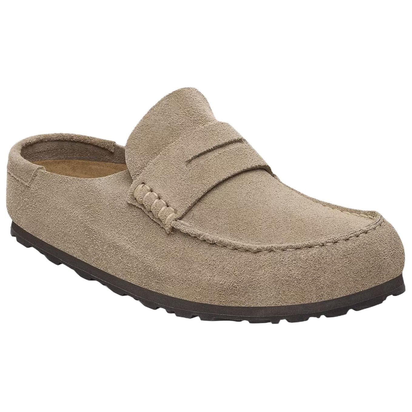 Сандалии Birkenstock Naples Wrapped Унисекс мюли с круглым носком в винтажном стиле на резиновой подошве, тауповый, узкая версия - изображение 2