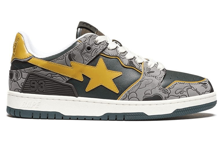 Кроссовки A BATHING APE SK8 Sta Grey Yellow - изображение 2