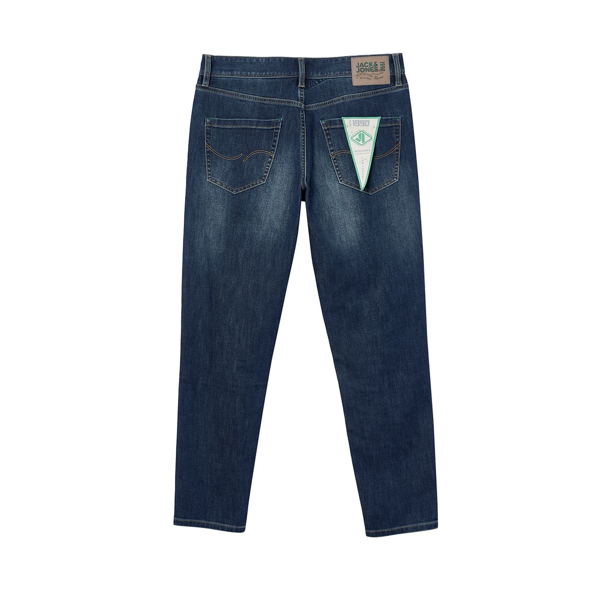 Штаны JACK&JONES Модный минималистичный базовый повседневный джинсы с накладными карманами, промытый, кошачий ус, экологически чистый, эластичный, приталенный крой, мужской - изображение 2