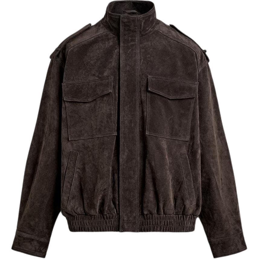 Кожаная куртки ZARA Дымчатый Серый Мужские Кожаные Куртки - изображение 1