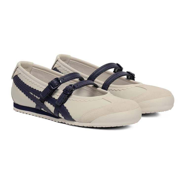 Onitsuka Tiger MEXICO 66 TGRS Тонкие и Без Форма Туфли Мэри Джейн Женские Бежевый Темно-синий Синий - изображение 3
