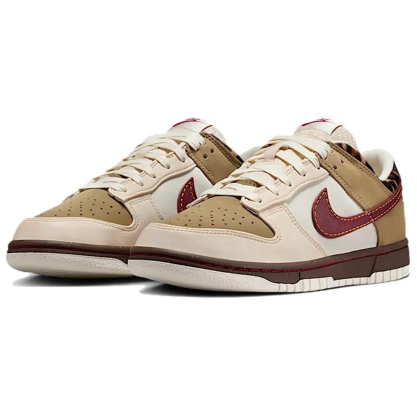Кроссовки Nike Dunk кожа низкий топ скейтборд обувь женский бежевый красный - изображение 3