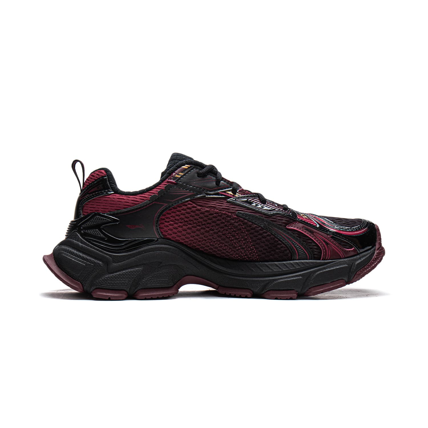 Кроссовки Li-Ning LINING Cloud L2K CNY Универсальный винтаж на платформе Увеличение роста Модный тренд Лоу-топы Повседневный Мужской Черно-красный - изображение 2