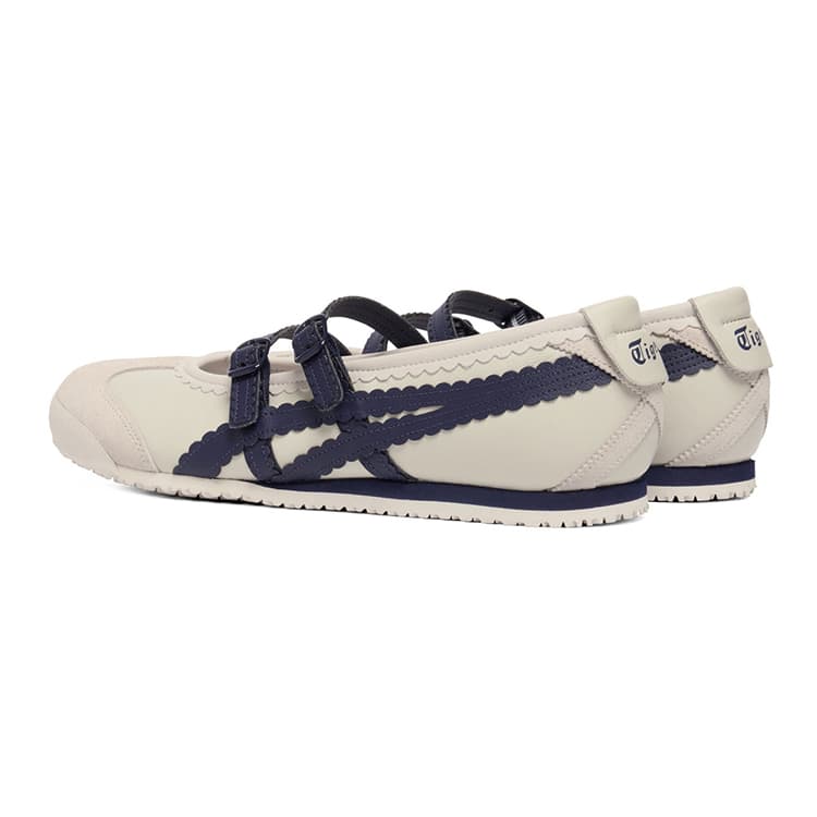 Onitsuka Tiger MEXICO 66 TGRS Тонкие и Без Форма Туфли Мэри Джейн Женские Бежевый Темно-синий Синий - изображение 4