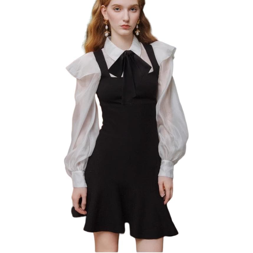 Платье JORYAweekend Длинный Sleeved Платье Женские Черный - изображение 5